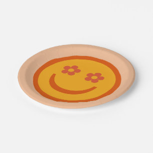 Flower Eyes Happy Face Paper Plates