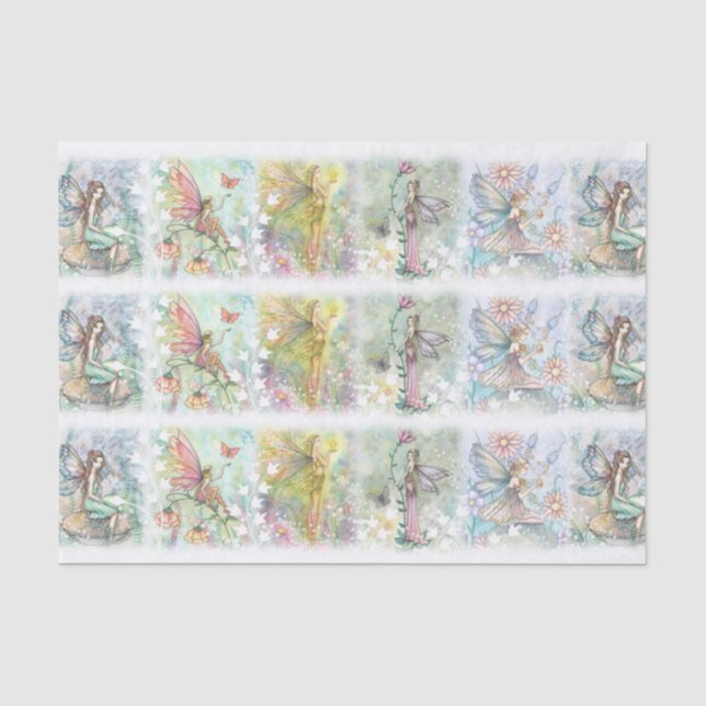 Flower Fairy Art Whimsical Watercolor Tissue Paper (Front)