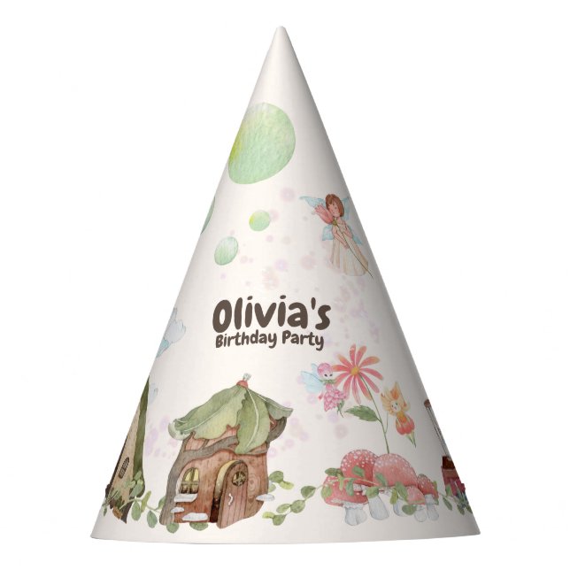 Flower fairy birthday party  hat (Front)