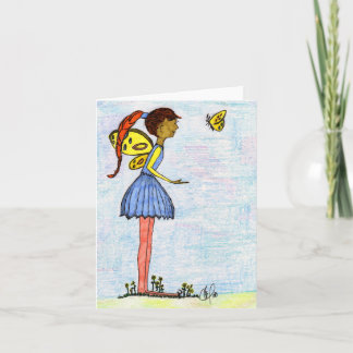 Flower Fairy & Butterfly  Thank You Card