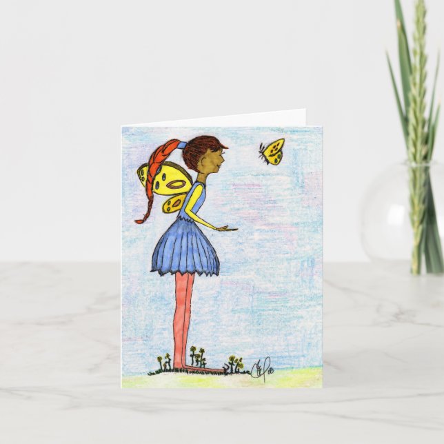 Flower Fairy & Butterfly  Thank You Card (Front)