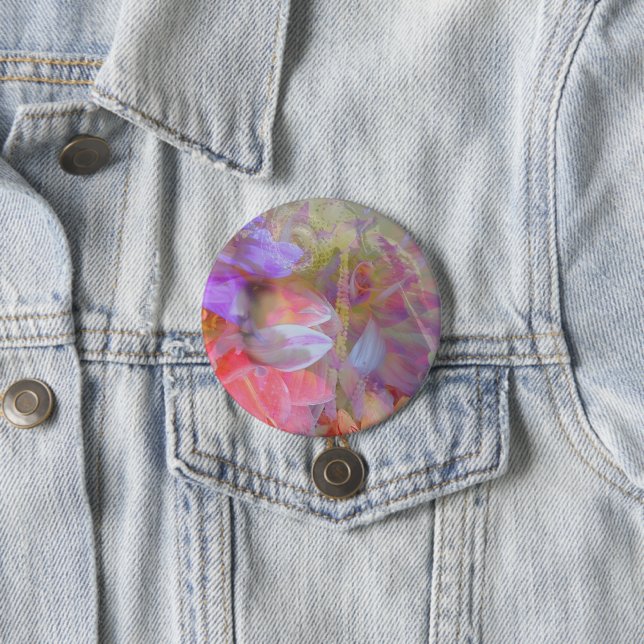 Flower Fairy Double Exposure Fantasy Art 3 Inch Round Button (In Situ)