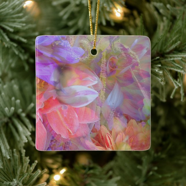 Flower Fairy Double Exposure Fantasy Art Ceramic Ornament (Tree)