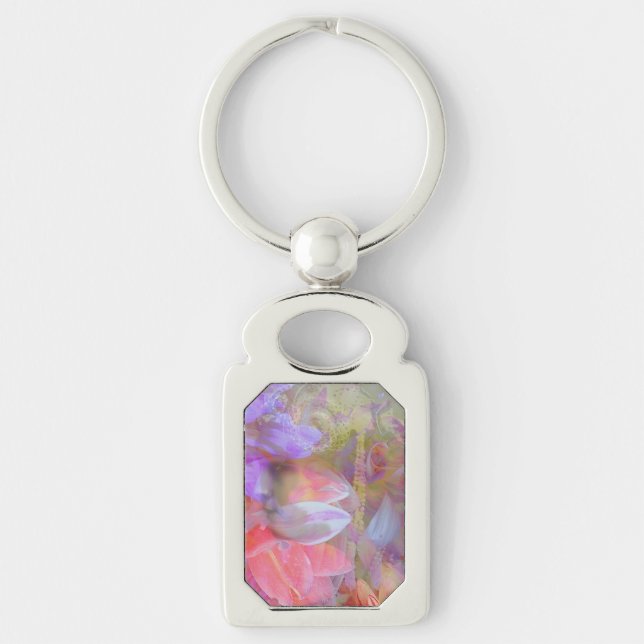 Flower Fairy Double Exposure Fantasy Art Keychain (Front)