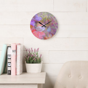 Flower Fairy Double Exposure Fantasy Art Large Clock