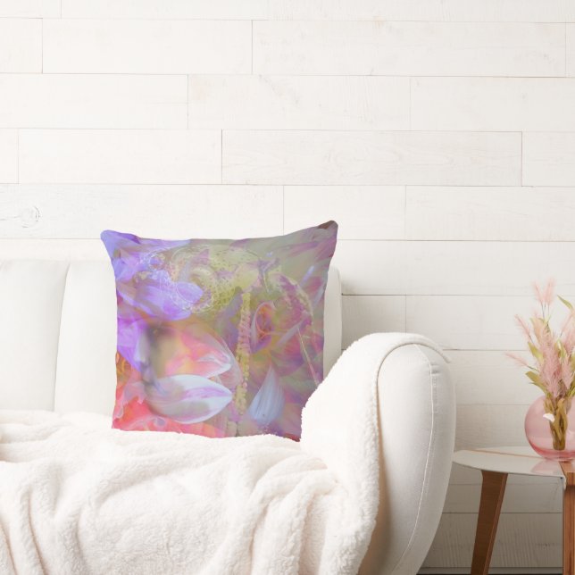 Flower Fairy Double Exposure Fantasy Art Throw Pillow (Couch)