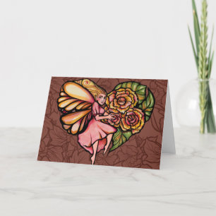 Flower Fairy Garden Heart Flowers Fairies          Card