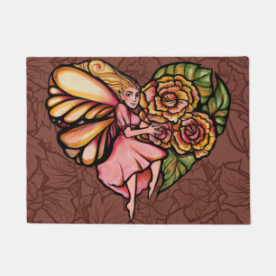 Flower Fairy Garden Heart Flowers Fairies          Doormat