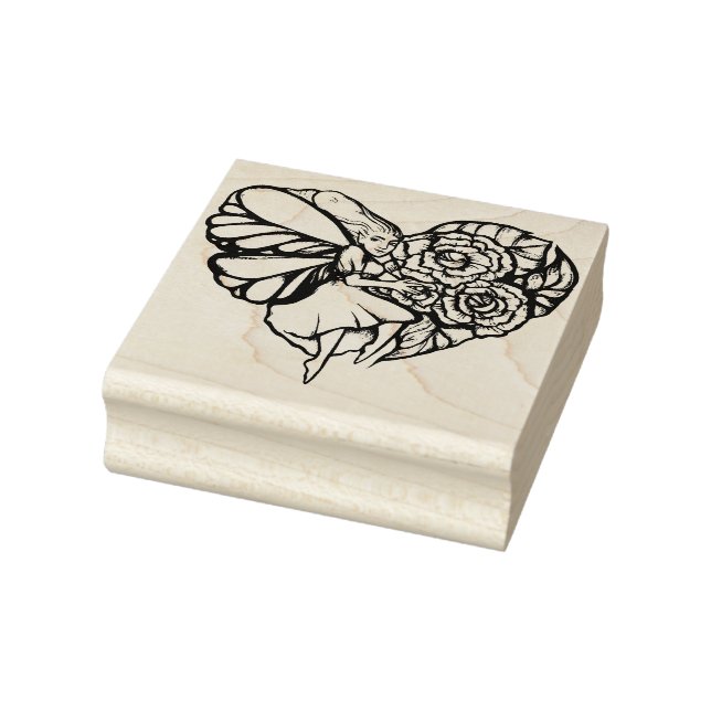 Flower Fairy Garden Heart Flowers Fairies          Rubber Stamp (Stamp)