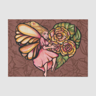 Flower Fairy Garden Heart Flowers Fairies          Tissue Paper