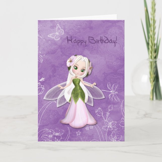 Flower Fairy Happy Birthday Card (Front)