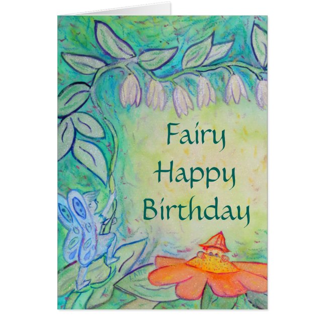 Flower Fairy Happy Birthday Greeting Cards (Front)