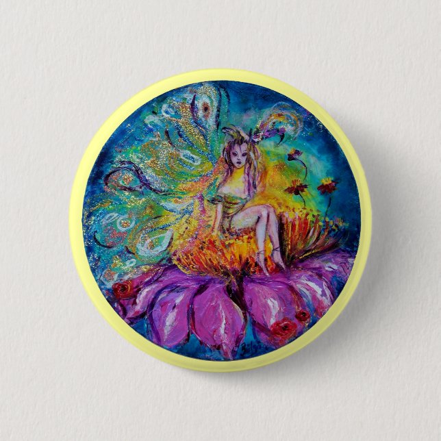 FLOWER FAIRY IN THE NIGHT Fantasy 2 Inch Round Button (Front)