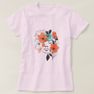 Flower fairy Line art drawing Woman Tshirt