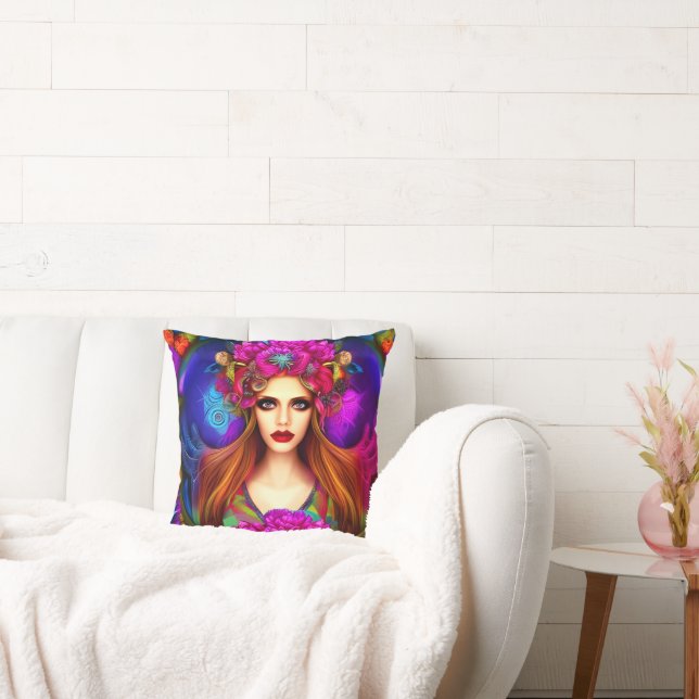 Flower Fairy Queen Throw Pillow (Couch)