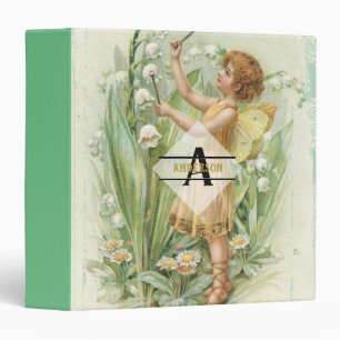 Flower Fairy Snowbells Vintage Art Monogram Named Binder