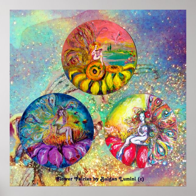 FLOWER FAIRY TALES IN BLUE GREEN GOLD SPARKLES POSTER (Front)