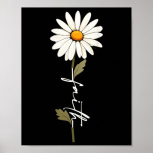 Flower Faith God Cursive Writing Jesus Cross Art O Poster