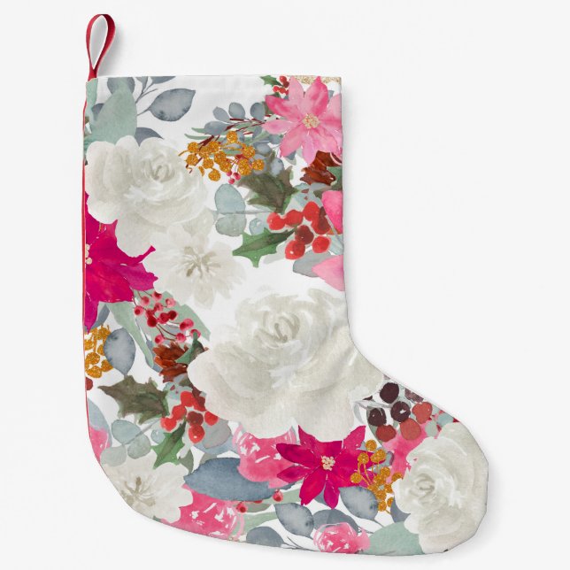 Flower Fantasy Art Small Christmas Stocking (Front)