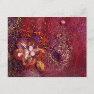 Flower felting art postcard