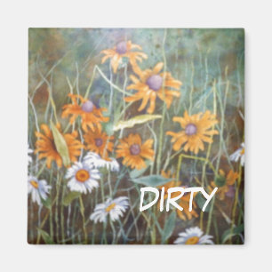 "Flower Field 1" Dirty Dishes Floral Status Magnet