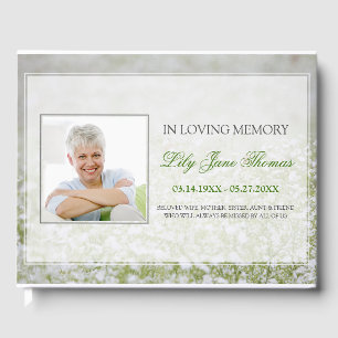 Flower Field Funeral Guest Book Memorial Keepsake