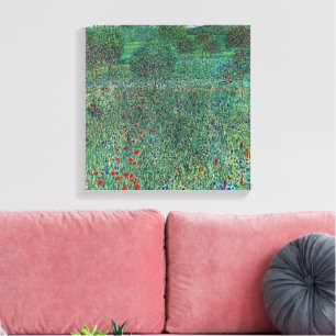 Flower Field in Litzlberg Klimt, Vintage Landscape Canvas Print