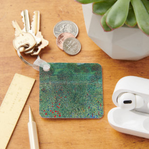 Flower Field in Litzlberg Klimt, Vintage Landscape Keychain