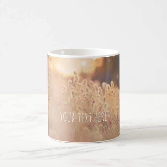 Flower Field Rustic Country Sunset Dusk Custom Coffee Mug (Center)