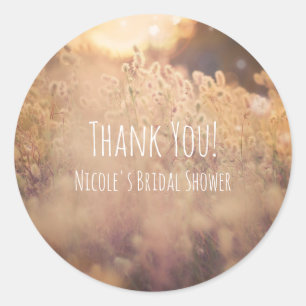 Flower Field Rustic Country Wedding Favour Classic Round Sticker
