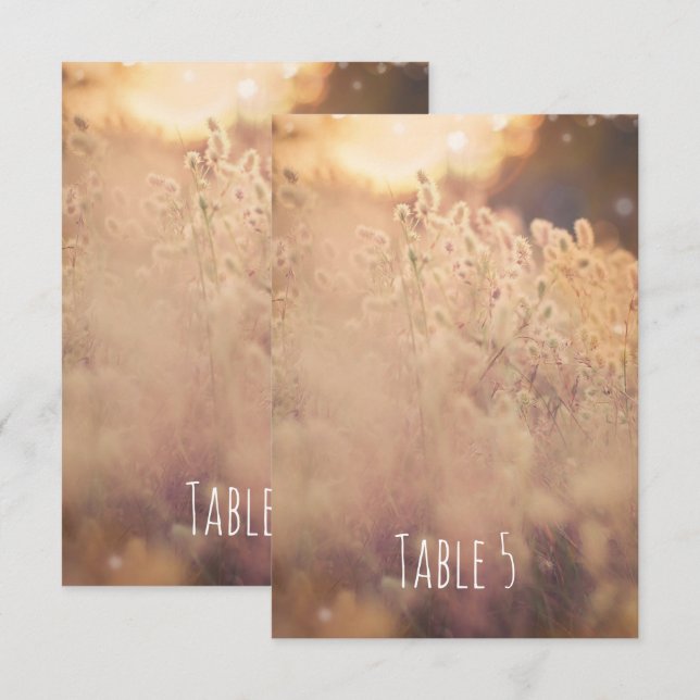 Flower Field Rustic Country Wedding Table Number (Front/Back)