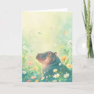 Flower Fields and Happy Hippo Card