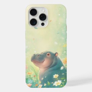 Flower Fields and Happy Hippo iPhone 15 Pro Max Case