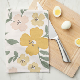 Flower Fields Floral - Cheerful Yellow & Pink Kitchen Towel