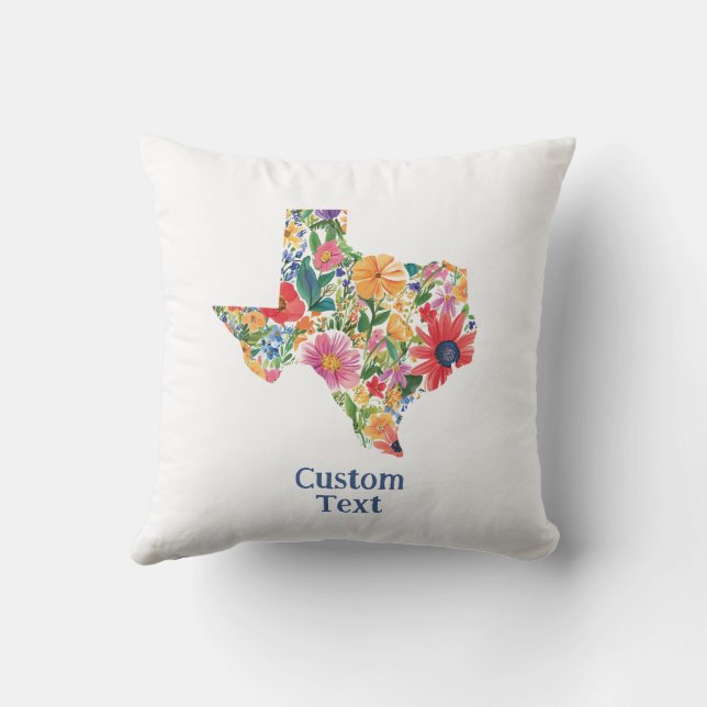 Flower-Filled Texas Cushion with Customizable Text (Back)