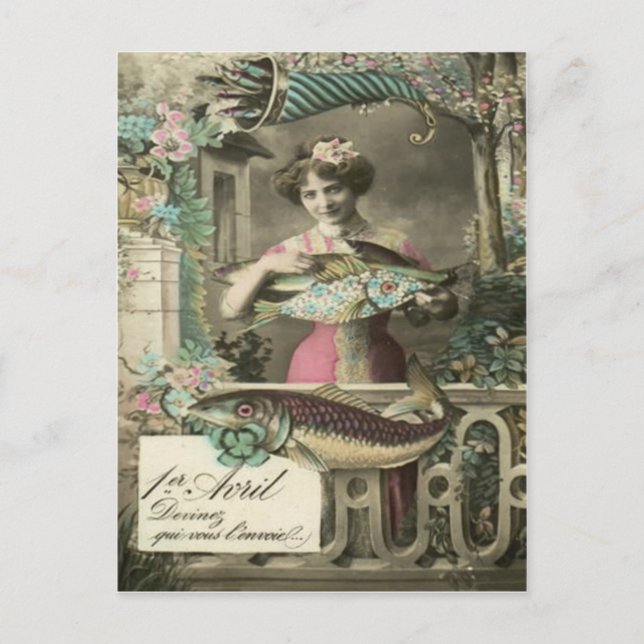 Flower Fish Cornucopia Poisson d'avril Postcard (Front)