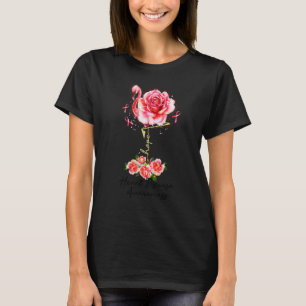 Flower Flamingo Hope Red Ribbon Heart Disease Awar T-Shirt