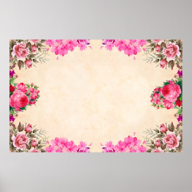 Flower floral background paper poster (Front)