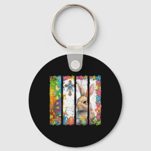 Flower Floral Happy Easter Bunny Rabbit Easter Bun Keychain