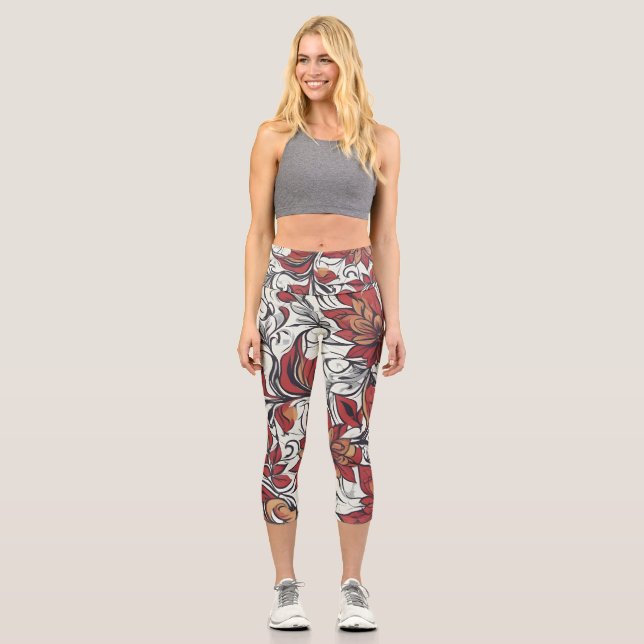 Flower floral pattern capri leggings (Front)