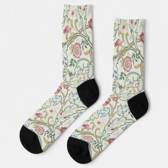 Flower, Floral Pattern, William Morris Socks (Left)