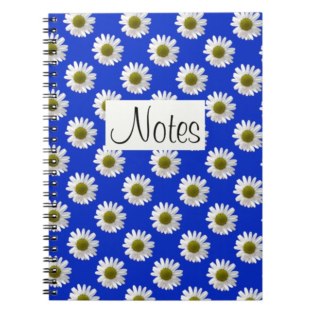 Flower floral print daisies on cobalt blue notebook (Front)