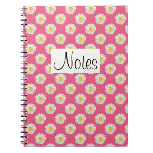 Flower floral print daisies on pink notebook