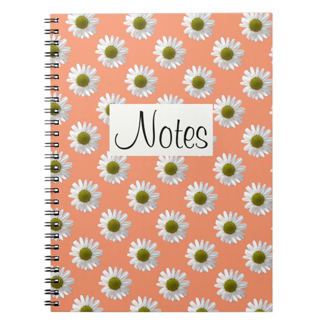 Flower floral print daisies on pink notebook (Front)