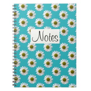 Flower floral print daisies on sky blue notebook