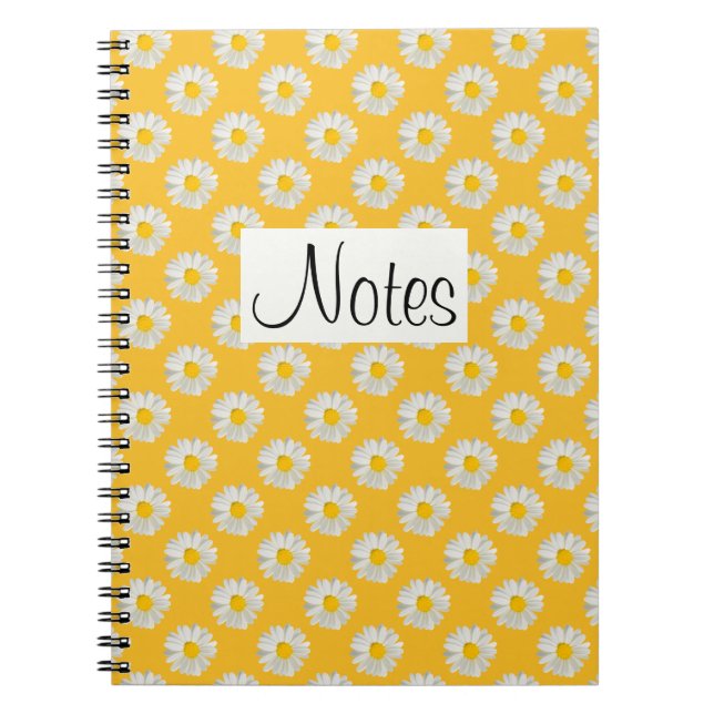 Flower floral print daisies on yellow notebook (Front)
