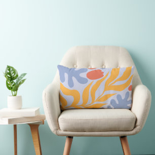 flower floral springtime yellow and blue lumbar pillow