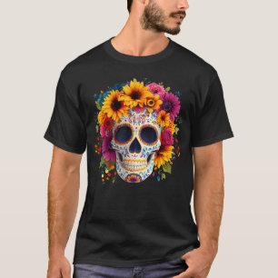 Flower Floral Sugar Skull Mexican Dia De Los Muert T-Shirt