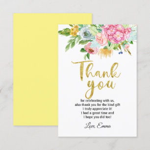 flower, floral  thank you card