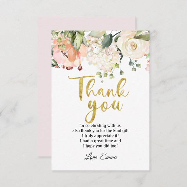 flower, floral  thank you card (Front/Back)